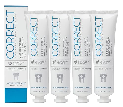 Fluoride-Free Nano-Hydroxyapatite Toothpaste – Whitening, Sensitive Teeth, MMP Inhibiting, Antiplaque, Remineralizing, Created by Doctors + Dentists for Gum Health, SLS-Free, Made in USA, 4oz, 4-Pack