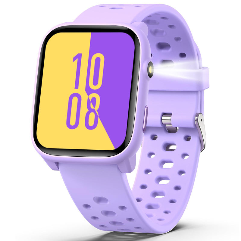 Smart Watch for Kids, 1.83" Fitness Tracker Watch Pedometer, Heart Rate, Sleep Monitor, IP68 Waterproof, Pedometer, Puzzle Games with/Without APP for Girls Boys Teens 6-16 Purple