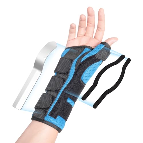 Thumb Spica Splint Brace - Left/Right Hand Wrist Support for Carpal Tunnel, De Quervain's, Arthritis Pain Relief & Sprains - Adjustable Stabilizer with Aluminum Splint for Women Men, Right, L Right Hand