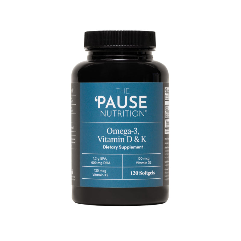 The 'Pause Life Omega 3, Vitamin D3 & K2 Fish Oil Supplement, 120 Softgels | Gluten & dairy free fish oil with vitamins D3 & K2. Supports immune function, bone health & daily wellness. 30-day supply