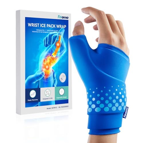 Thumb & Wrist Ice Pack Wrap, Long-Lasting Cold Compression for Pain Relief Blue S/M