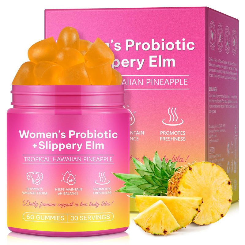 Feminine Balance Gummies for Women, Vaginal Probiotics with Prebiotics & Lactobacillus Probiotic Blend, Supports pH Balance & Immune Health, Womens Probiotic Slippery Elm (60 Count (Pack of 1)) 60 Count (Pack of 1)