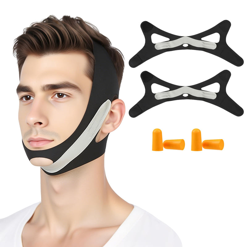 Anti Snoring Chin Strap Adjustable, High Elasticity Traceless Chin Strap for Sleeping, Effective Anti Snoring Device, Snore Stopper Breathable and Durable for Adult, Black
