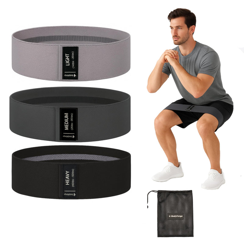 BodyForge Resistance Bands, Exercise Bands, Resistance Bands for Working Out, Work Out Bands with Handles for Men and Women Fitness, Strength Training Home Gym Equipment 1 Pack Black-Dark Grey-Light Grey - BeesActive Australia