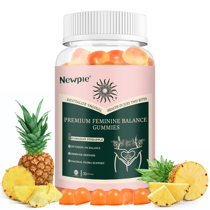 Premium Feminine Balance Gummies for Women Pineapple Gummies for Women ph Health Immune Support Vegan, Gluten-Free & Halal-60 Gummies-30 Servings (1) 1