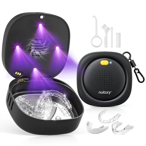 Nulaxy UVC Retainer Case with Fan, Dual Vent Holes & Built-in Mirror, Black