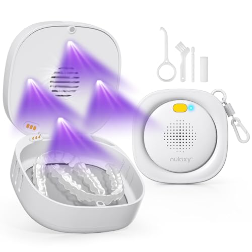 Nulaxy UVC Retainer Case with Fan, Dual Vent Holes & Built-in Mirror, White