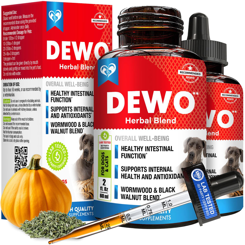 Natural Intestinal Defense for Dogs & Cats – Herbal Cleanse with Wormwood, Black Walnut – Promotes Healthy Gut & Flora Balance – Advanced Broad Spectrum Formula (2 Pack (60 ml + 60ml)) 2 pack (60 ml + 60ml)