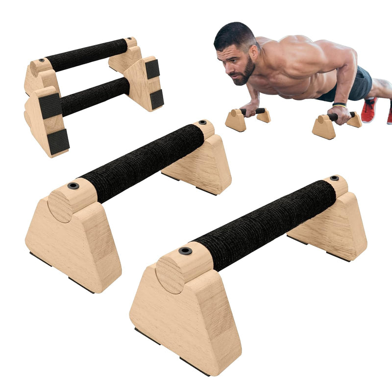 2 PCS Wooden Parallettes Bars, Wood Push Up Bars Calisthenics Equipment with Non-Slip Base, Pushup Handles Fitness Blocks for Men and Women Strength Training 12inch