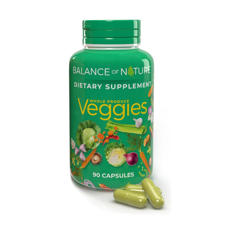 Balance of Nature Whole Veggies Superfood Supplement, 90 Servings | Made with Real Superfood Vegetables to Deliver Daily Nutritional Support in a Convenient Capsule Form Daily
