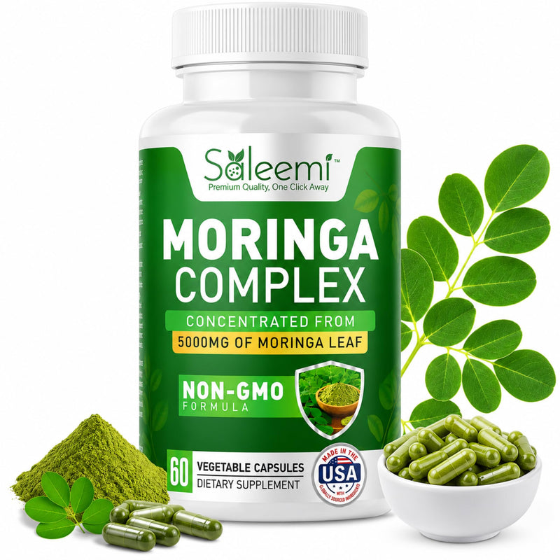 Moringa Capsules – Premium Moringa Oleifera Leaf & Seed Extract | Green Superfood for Energy, Immunity & Vitality | 100% Pure Natural Plant-Based Supplement | Non-GMO, 60 Vegan Capsules