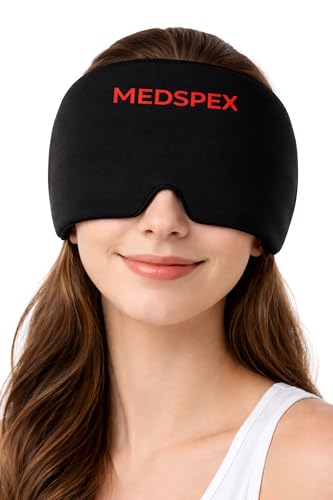 Migraine Relief Cap [One Size] Headache Relief Cap for Cooling Ice Head Wrap, Hot/Cold Therapy Compression Gel Sinus Cover |Head Wrap for Tension, Puffy Eyes |Healthcare Hot & Cold Therapies Black - Head