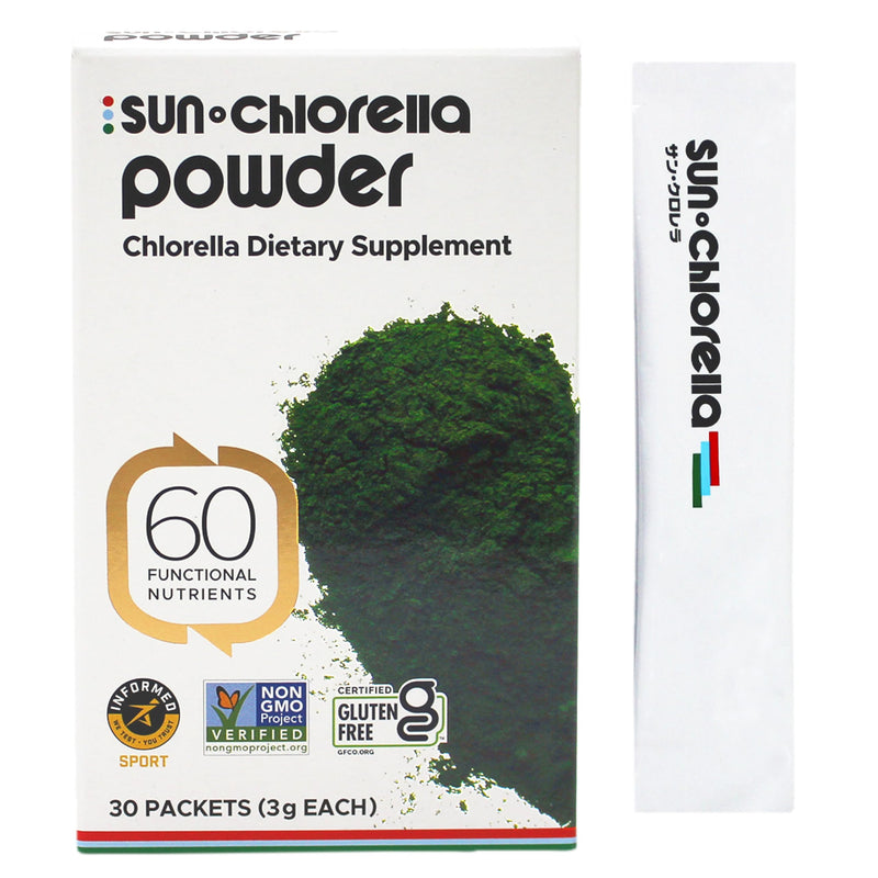 Sun Chlorella Powder 3g Single-Serve Packets, B12-Vitamin D Support, 30ct | Pulverized Cell Wall Unlocks 60+ Nutrients, Non-GMO Whole-Food Formula; Supports Immune & Digestive Health Herbal 30 Ounce (Pack of 1)