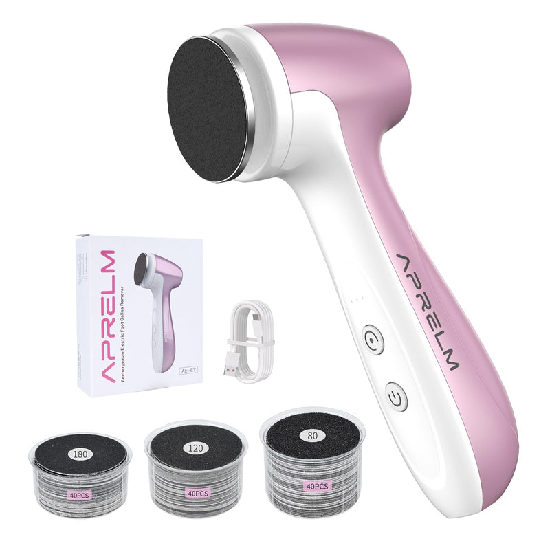 Rechargeable Electric Foot Callus Remover with 3-Sizes 120Pcs Sandpaper Discs, Professional 1000RPM 3-Speed Control Electric Foot File (E7 Pink) E7-pink - BeesActive Australia