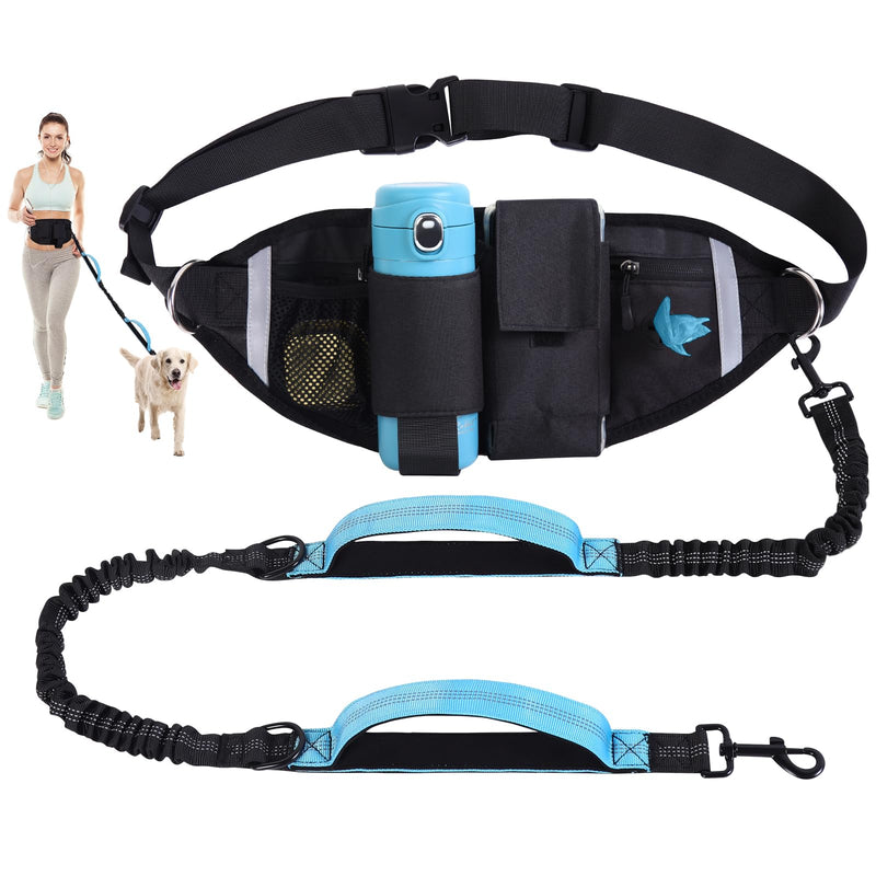 Hands Free Dog Leash, Waist Leash for Dog Walking, Running, Jogging, Waist Leashes with Adjustable Belt, Medium & Large Dogs Running Leashes Hands Free, Dual Padded Handles and Durable Bungee(Blue) Blue For 1 Dog - BeesActive Australia