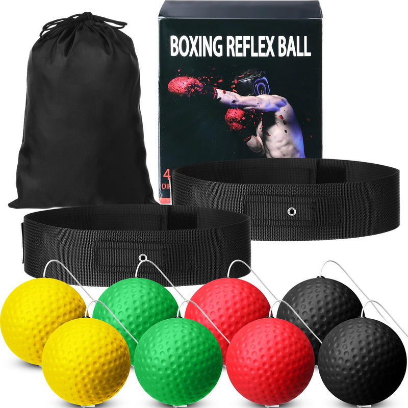Skylety 10 Pcs Boxing Reflex Ball Headband Set Includes 8 Different React Reflex Ball and 2 Adjustable Headbands for Beginner Proficiency Improvement Fight Skill Hand Eye Coordination Training - BeesActive Australia