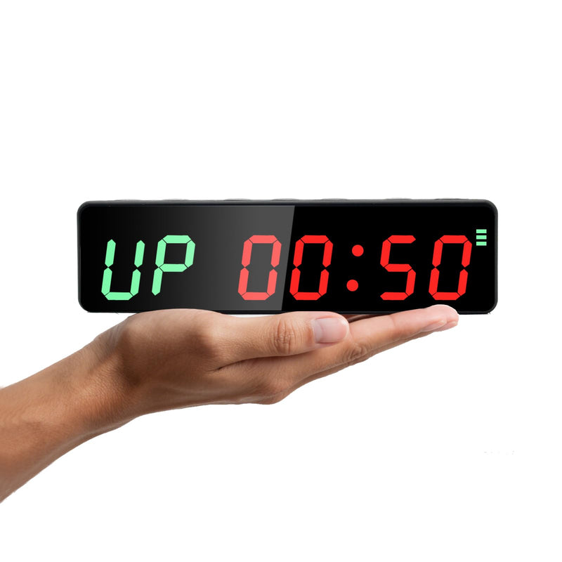 Portable Gym Timer Clock with Powerful Battery, Workout Timer for Home Gym with Brightness Adjustable for Countdown/Up/Stopwatch/HIIT, Digital Gym Stopwatch for Gym/Garage/Boxing/Fitness 1 inch-Black - BeesActive Australia
