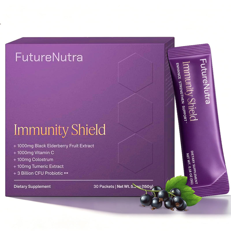 Immune Support Powder for Daily Defense - 1000mg Black Elderberry + 1000mg Vitamin C with Vitamin D3, Zinc, Calcium Blend - Multi-Immune Defense Formula, 30 Packets