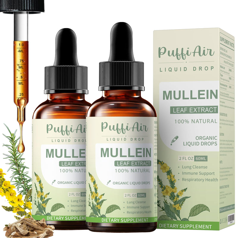 Mullein Drops for Lungs with Mullein Leaf Thyme & Marshmallow Root‰∏®Lungs Cleanser for Smokers Respiratory & Immune Support‰∏® Natural Vegan Non-GMO 60ml 2fl oz