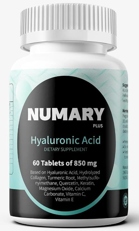 850mg Hyaluronic Acid with Hydrolyzed Collagen, Turmeric, MSM, Vitamin C, 60 Tablets, 2 Month Supply 60 Count (Pack of 1)