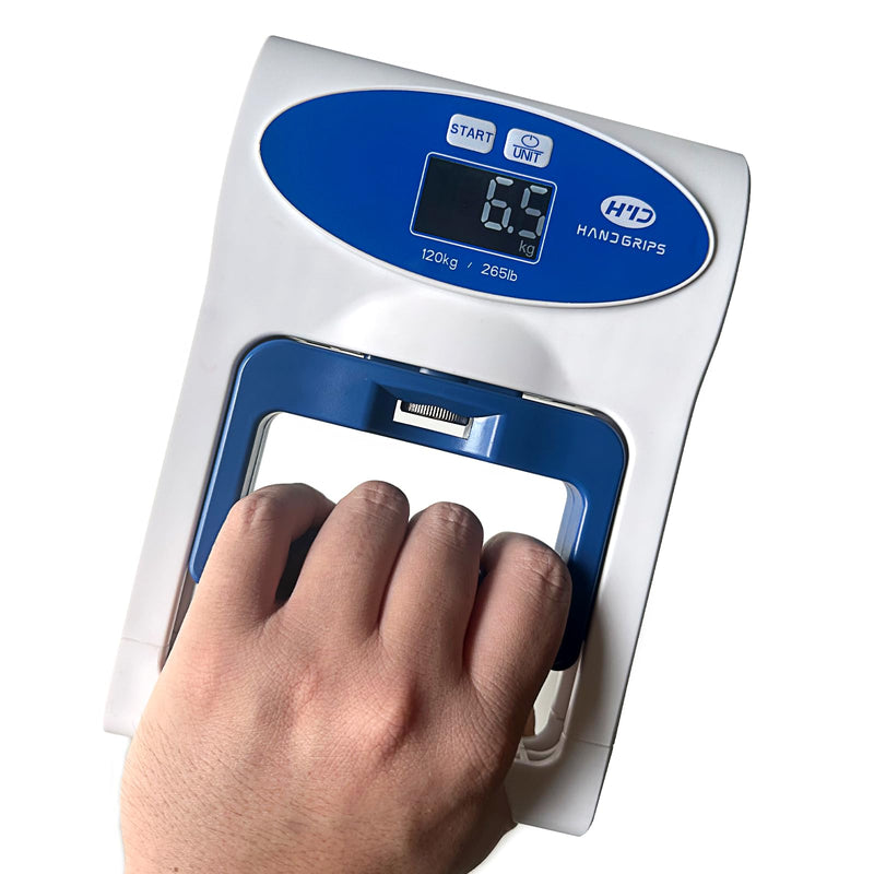 Grip Strength Dynamometer Pro - Digital Hand Grip Tester & Trainer, 265lbs/120kg High Precision Sensor, Home Fitness, gym (White)