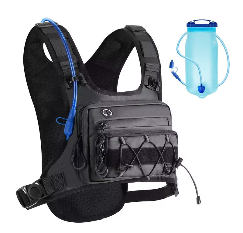 Running Vest 2L Water Bladder for Men & Women, Lightweight Breathable Reflective Design, Adjustable Shoulder Straps with Phone Pocket, Ideal for Cycling & Mountain Sports Black F - BeesActive Australia