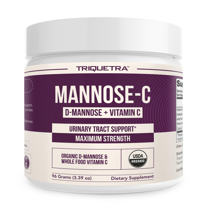 Mannose-C - Organic D Mannose Powder + Whole Food Vitamin C, Natural UTI Support Supplement to Flush & Cleanse Urinary Tract, Certified Organic Urinary Health for Women, Vegan, Non-GMO (60 Servings) 3.39 Ounce (Pack of 1)