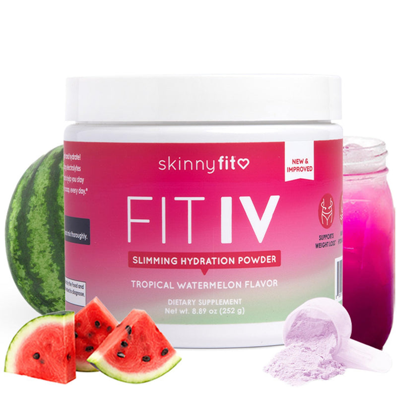 SkinnyFit - Fit IV Slimming Hydration Powder, Tropical Watermelon (Jar, 28 Scoops) - New & Improved Formula - Electrolytes, Vitamin C, Vitamin B3 - Vegan, Gluten Free, Dairy Free - Beauty & Self Care 8.9 Ounce (Pack of 1)