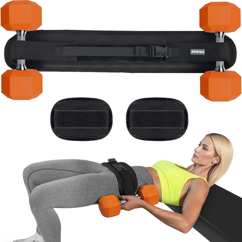 Hip Thrust Belt for Dumbbells Heavy, with 2 Comfortable Slip-Resistant Padding for Booty Trainer, Glute Bridge Weight Belt for Home & Gym, Hip Thrust Band for Dumbbell Kettlebell Plate black - BeesActive Australia