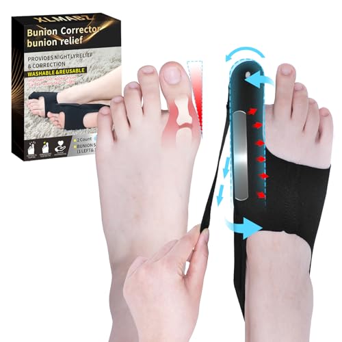2 Piece Bunion Corrector for Women and Men, Side Adjustable Removable Design, Big Toe Straightener for Bunion Relief, Adjustable Day/Night Support (L) L