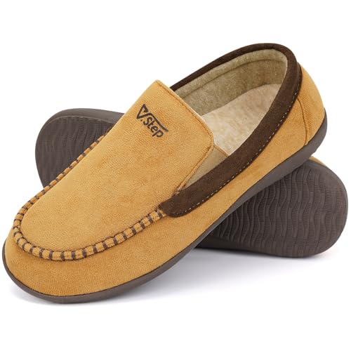 V.Step Men Orthopedic Moccasin Slippers Wide Arch Support Plantar Fasciitis 9 Wide Beige