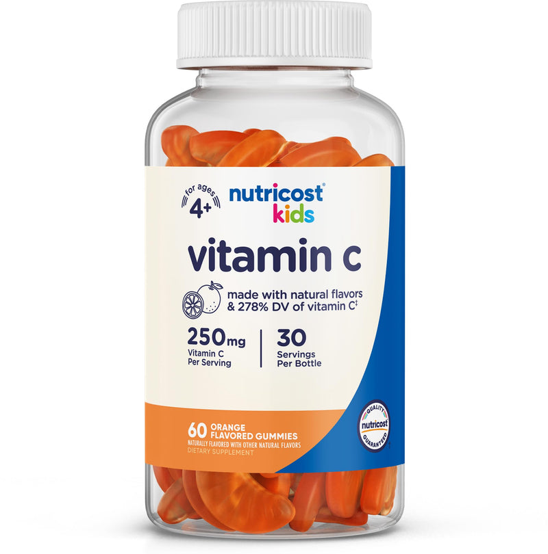 Nutricost Kids Vitamin C Gummies (250mg) 60 Gummies, 30 Servings | Vitamin C for Kids Ages 4+, Natural Flavors, Immune Support Supplement
