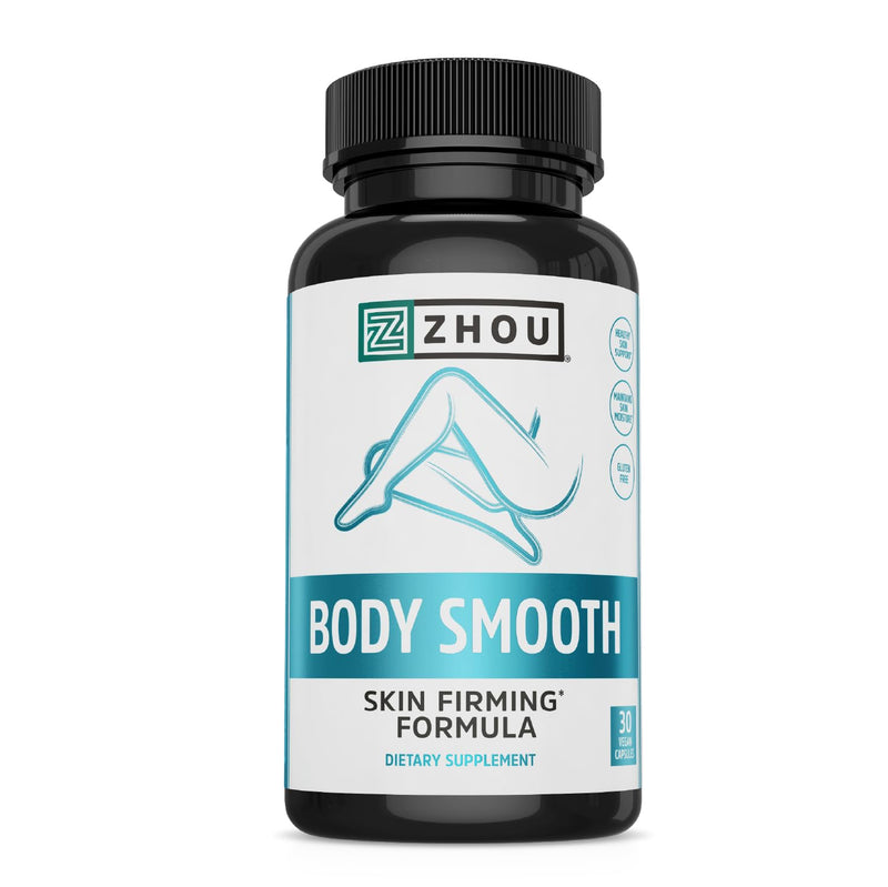 Zhou Body Smooth - Cellulite Pills for Women, Legs, Butt - 30 Capsules | Dimpless Anti Cellulite Supplement for Firm Smooth Skin with Hyaluronic Acid & Vitamin C, Skincare Thigh, Supports Hydration