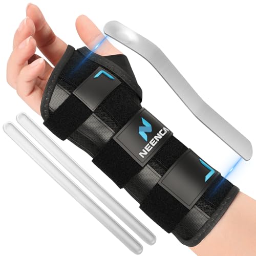 NEENCA Carpal Tunnel Wrist Brace Night Support for Women Men Pain Relief Tendonitis, Sprained, Arthritis - Right Hand Wrist Support with Metal Splint for Recovery (Small, Right Hand) Black Small
