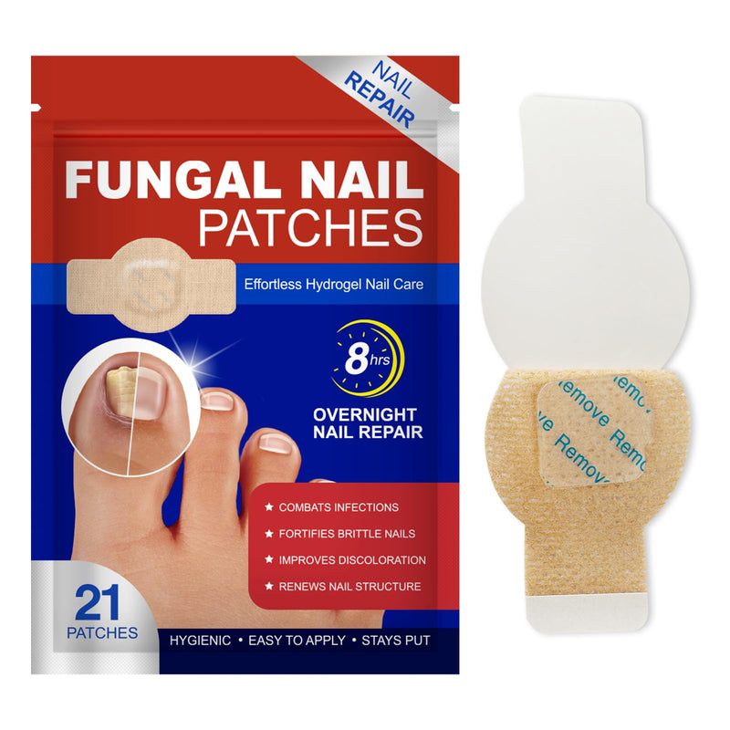 Nail Patches 21Pcs, Toenail Care Treatment Extra Strength, 8-Hour Overnight Hydrogel Nail Repair Patches for Damaged Nails, Improve Toenails Texture & Thickening 1 Count (Pack of 21) - BeesActive Australia