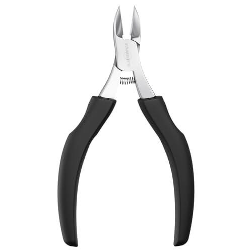 FAMILIFE Toe Nail Clippers for Thick Toenails, Professional Stainless Steel Ingrown Toenail Clippers, Sharp Durable Blades Pedicure Tools with Non-Slip Plastic Handle for Salon & Home Use Black 1 Pcs