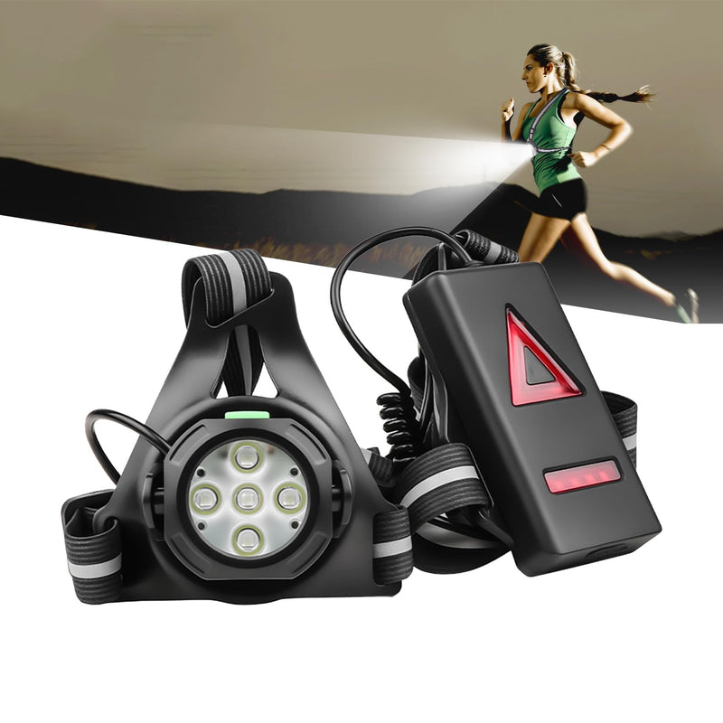 Light Up Running Vest for Runners, USB Rechargeable 6-LED Night Safety Gear with 90° Adjustable Beam, Reflective Running Lights for Jogging, Dog Walking, Men Women Kids (Waterproof)