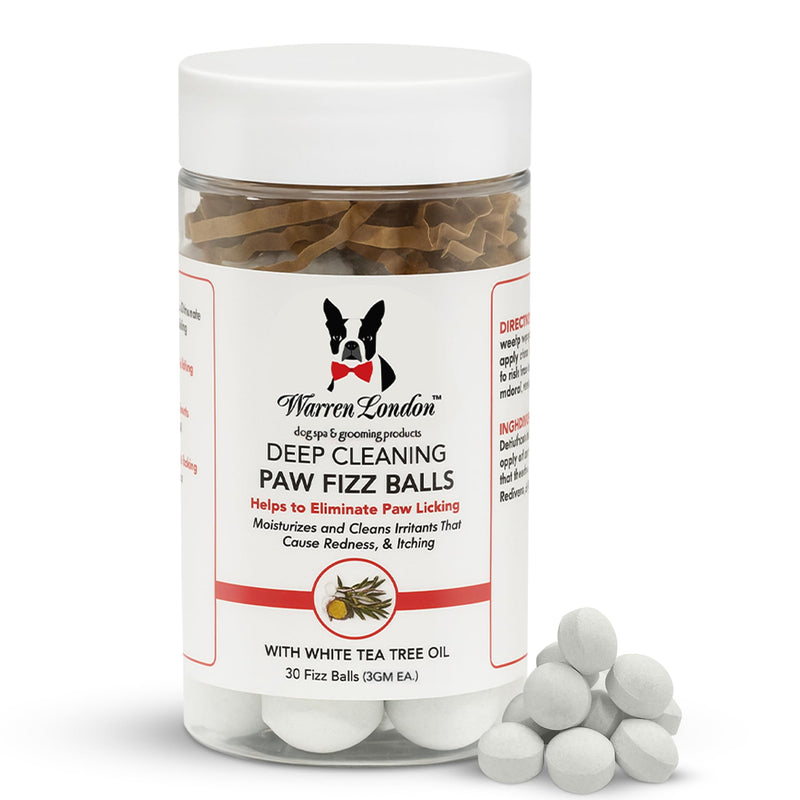Warren London Deep Cleaning Paw Soak for Dogs – 30 Count Fizz Balls | Soothes Itchy, Irritated Paws with Seaweed, Tea Tree Oil & Aloe | Anti-Lick Paw Relief & Easy 5-Minute Spa 30 Balls