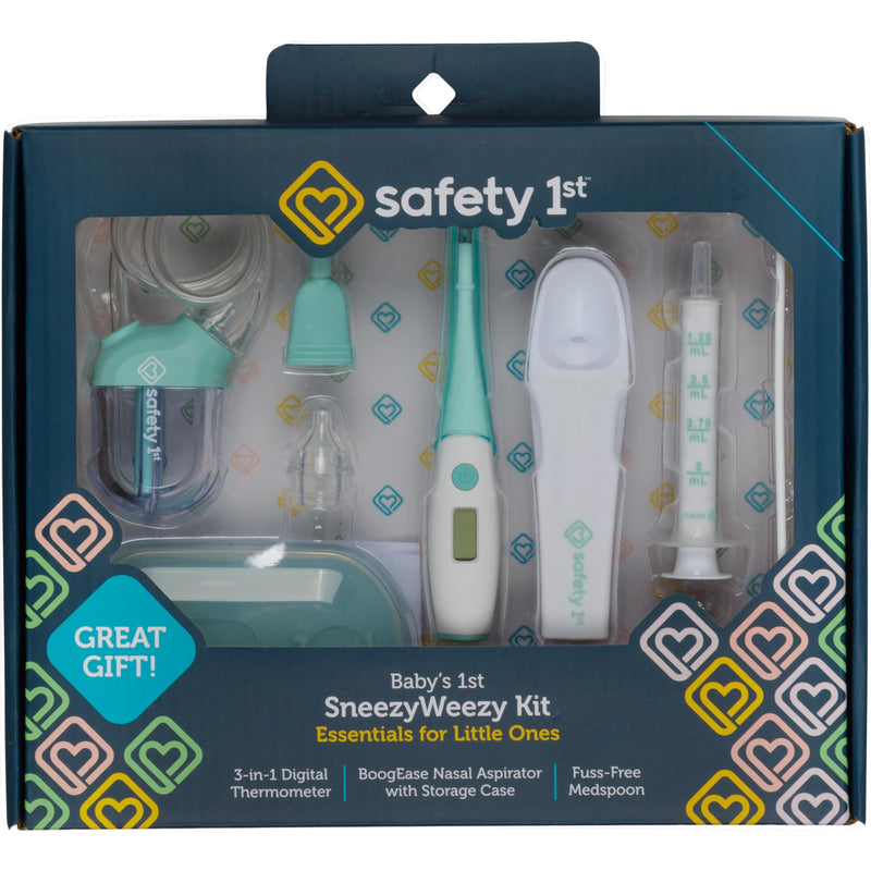 Safety 1st Baby’s 1st SneezyWeezy Kit, BoogEase Nasal Aspirator, 3-in-1 Digital Thermometer, Fuss Free Medspoon, Infant Healthcare Set, Easy-Clean Snot Sucker, Medicine Feeding Spoon - BeesActive Australia