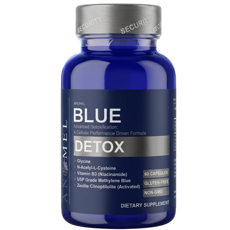 aromel Blue Detox | Advanced Cellular Performance & Detoxification Formula | Infused with USP Grade Methylene Blue, Zeolite Clinoptilolite, NAC, Glycine, and Vitamin B3 (Niacinamide) | 60 Capsules