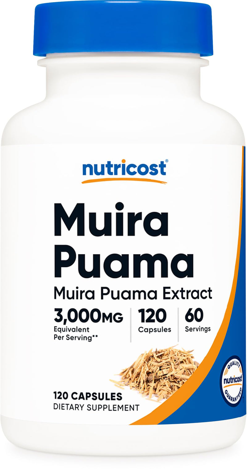 Nutricost Muira Puama Extract (3,000mg Equivalent) 120 Capsules - Muira Puama for Men & Women, Vegan, GMO-Free, Gluten-Free, 60 Servings - BeesActive Australia