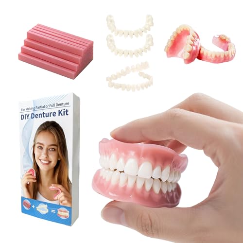 DIY Denture Temporary Veneers Kit for Women and Men, Upper and Lower Tooth Replacement Kit, Nature and Comfortable (1 Count (Pack of 1)