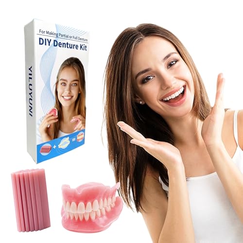 Denture Kit DIY Teeth Temporary Veneers Kit for Women and Men, Tooth Replacement Kit, Crafting Partial or Full Denture,Nature and Comfortable