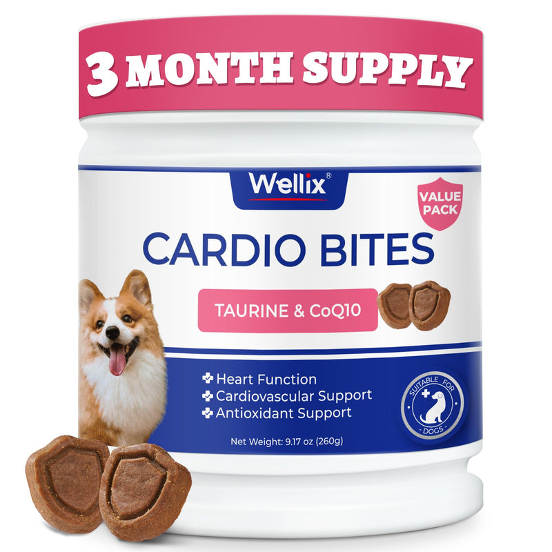 Wellix 260g Cardio Taurine for Dogs - Heart Supplements for Dog Chews with CoQ10,Fish Oil,L-Carnitine - Senior Heart Health and Cardiovascular & Antioxidant Support Cardio (Taurine)