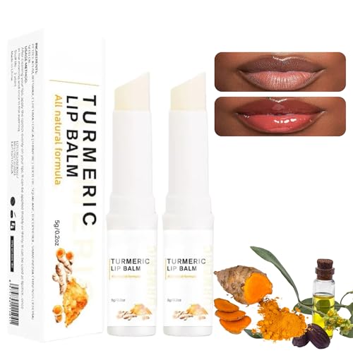 2PCS Turmeric Lip Scrub for Dark Lips, Lip Balm Moisturizer for Smokers, Lip Exfoliator Scrub for Lip Softening and Hydration, Dark Lips Corrector Balm, Reduce Fine Lip Lines, Nourish lips
