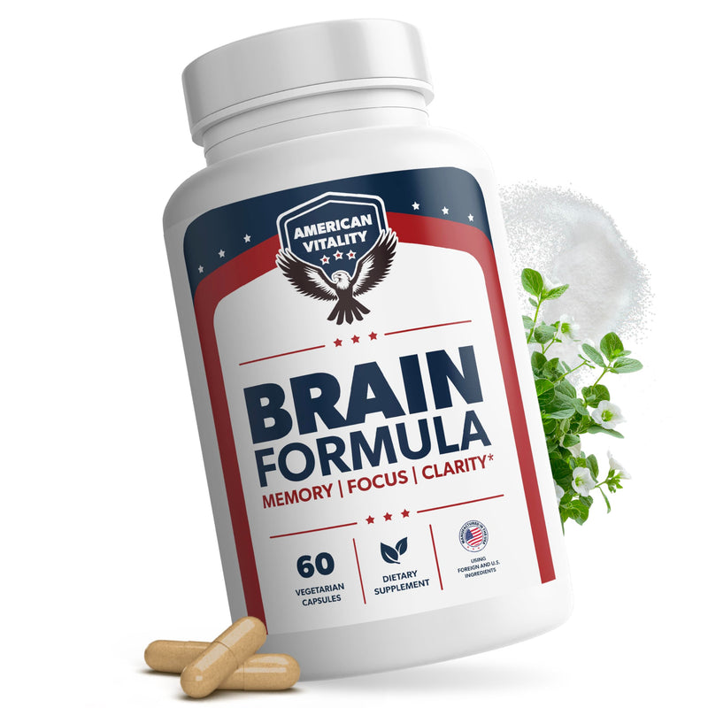 Brain Formula | Brain Health Supplements | Niacin, Vitamin B6 & GABA, Nutritional Support Mental Performance, 30 Days Supply, 60 Capsules
