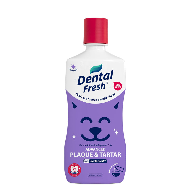 Dental Fresh – Advanced Plaque & Tartar Support Water Additive for Dogs & Cats – Helps Freshen Breath and Clean Teeth Without Brushing – 17 fl oz 17 Fl Oz (Pack of 1)