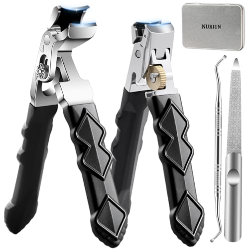 Thick Toenail Clippers for Seniors, Professional Edgy Nail Clippers for Men, Heavy Duty Large Finger Nail Clippers Adult, Angled Head Nail Clippers Cutters with Long Handle (4PCS Nail Clippers Set) 4PCS Nail Clippers Set
