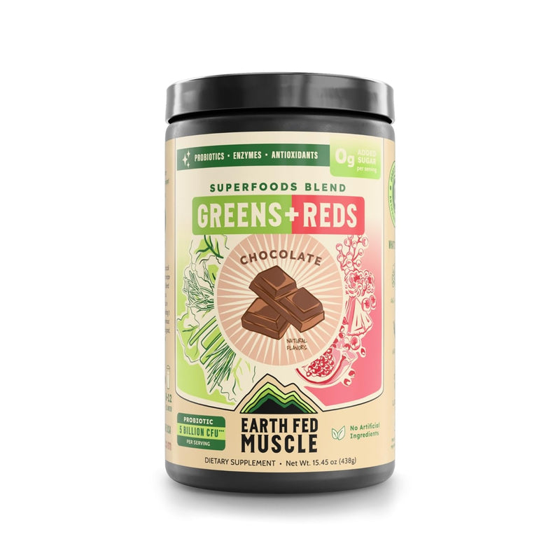 Greens and Reds Superfoods Blend, Chocolate – Kale, Spirulina, Wheatgrass & Elderberry – Antioxidant Support, Vitamins & Probiotics – No Artificial Ingredients – 30 Servings | Kale, Spirulina, Wheatgrass & Elderberry, Antioxidant Support, Vitamins & Pr...