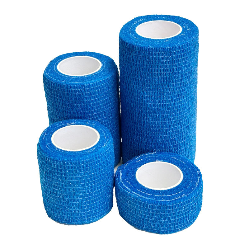 16-Roll 4-Size Self Adhesive Bandage Wrap Set (1, 2, 3, 4 inch x5 Yards) - Professional Elastic Athletic Tape for Medical Bandaging, Sports Support, Home & Pet Care - Blue 1in & 2in & 3in &4in 16 - BeesActive Australia